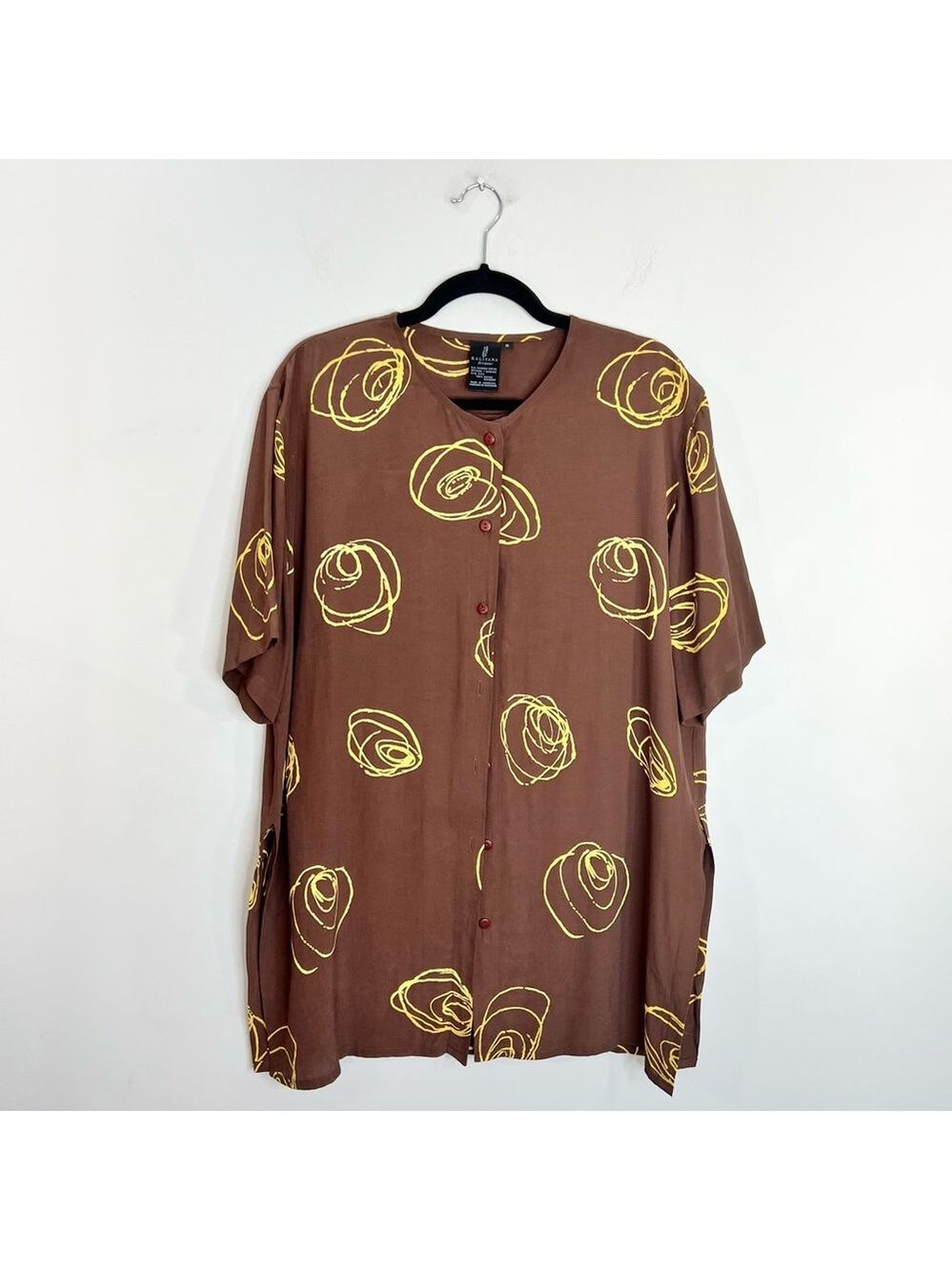 Kaliyana Artwear Ottawa brown yellow abstract floral skirt jacket top 3 pc set M - Picture 8 of 17